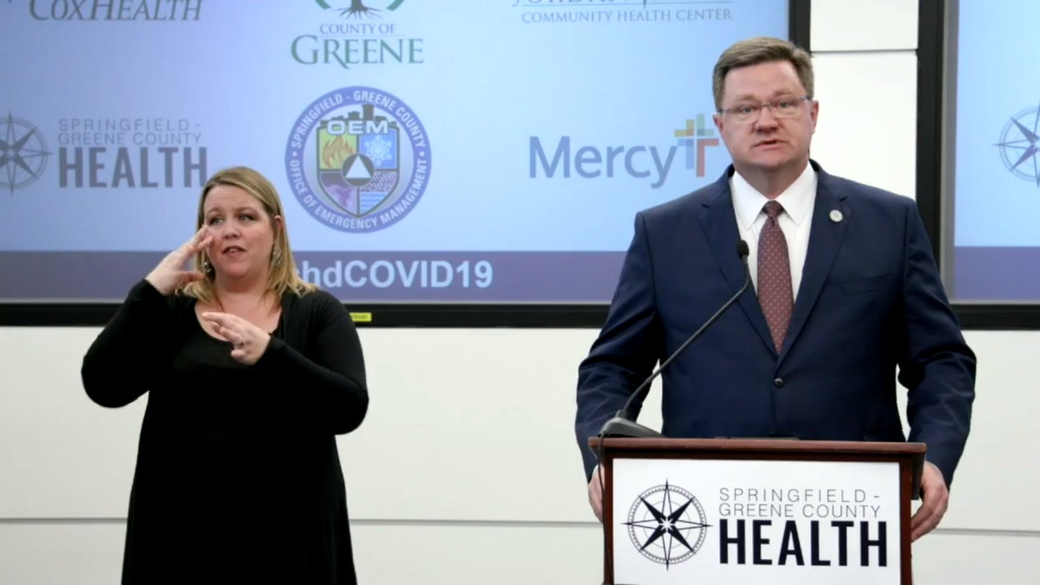 Greene County Presiding Commissioner Bob Dixon speaks during a city news conference yesterday, ahead of the commission's vote on an amended order.